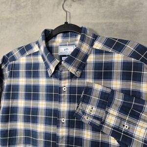 Southern Tide Shirt Mens Large stretch Classic Fit plaid long sleeve blue yellow